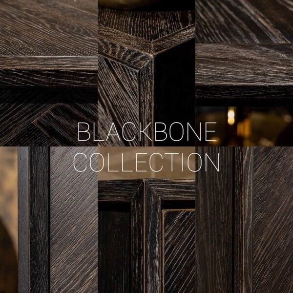 Richmond Interiors Nachtkastje Blackbone gold 1-lade (Black rustic) 